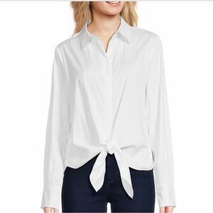 Lilly Pulitzer White Tie-Front Button Down Shirt